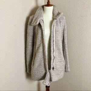 IRO Beige Chunky Knit Moto Jacket Size 38 / 6